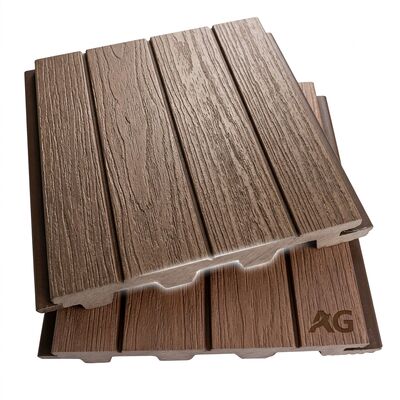 Waterproof Low Profile 150x22mm Solid Composite Decking Board Roof Terrace