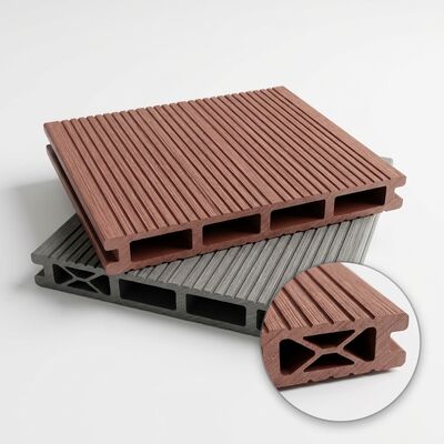 Waterproof Brushed 150x25mm Solid Composite Decking Board Balcony Floor